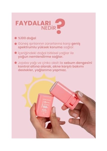 Bade Natural 50 Spf Ton Eşitleyici ve Cilt Aydınlatıcı Pembe Yüksek Korumalı Güneş Stick 16 G fiyatları