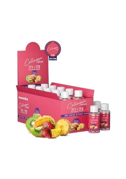 Kolajen Shot (Tripeptit 500 Da Tip 1 & Tip 3, Selenyum, Çinko, Folik Asit, B6 Vitamini) - 10 Adet