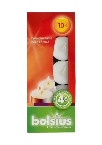 Tealight, Yumuşak Ateşli,, Paketli, Yanma Süresi 4 Saat, Dekoratif Ev Mumları, Beyaz, Bitki Mumu, Yağı Içermez, 10 Adet, Parfümsüz modelleri