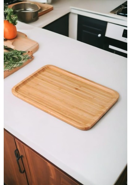 Bambu Lüx Dikdörtgen Büyük Servis-Sunum Tabağı 30X20X1,8CM