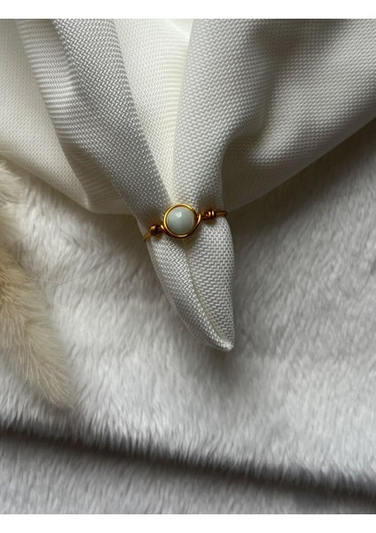 Larimar Taşı Ayarlanabilir Altın Tel Yüzük El Yapımı