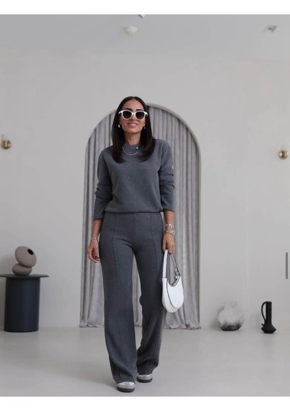 Kadın Selanik Örgü %100 Pamuk Alt Üst Takım Gri modelleri