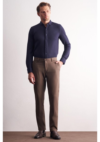 Kahverengi Yan Cep Düz Paça Pamuklu Comfort Fit Chino Casual Pantolon 1003255167 fiyatları