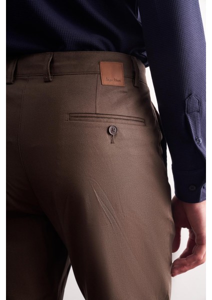 Kahverengi Yan Cep Düz Paça Pamuklu Comfort Fit Chino Casual Pantolon 1003255167 indirimleri