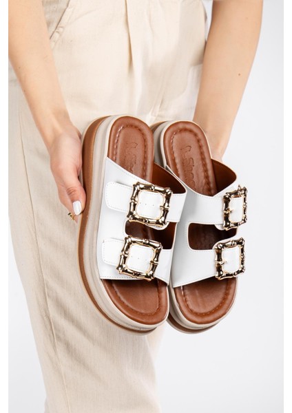 Günlük Kadın Terlik Çift Tokalı Yumuşak Rahat Ortopedik