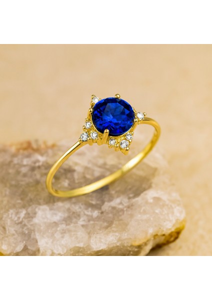 14 Ayar Altın Kutup Yıldızı Safir Yüzük