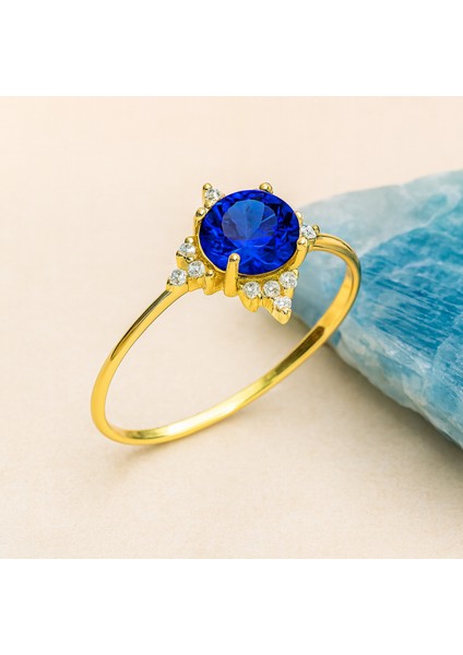 14 Ayar Altın Kutup Yıldızı Safir Yüzük fiyatları