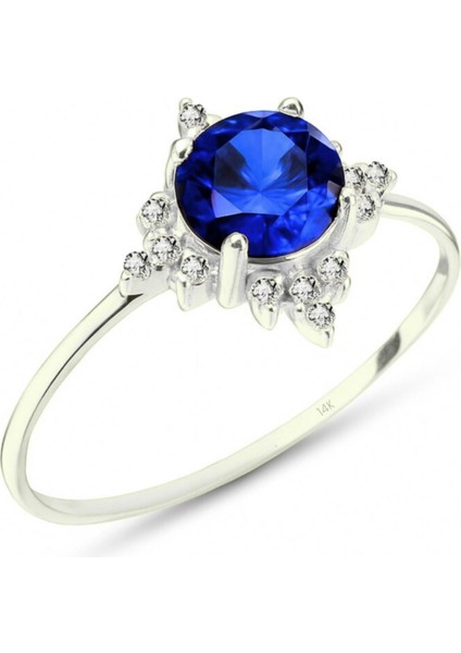 14 Ayar Altın Kutup Yıldızı Safir Yüzük fırsatları