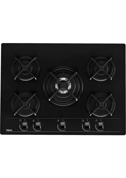 Hf Lux 70 Bk Siyah Özel Düğmeli 70 Cm. 5 Gözlü Gazlı Ankastre Cam Ocak