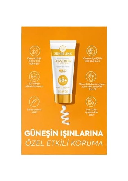 Zühre Ana Güneş Kremi Spf 50+ Uva Uvb Leke Karşıtı Yüksek Koruma ve Nemlendirici Etkili 50 ml