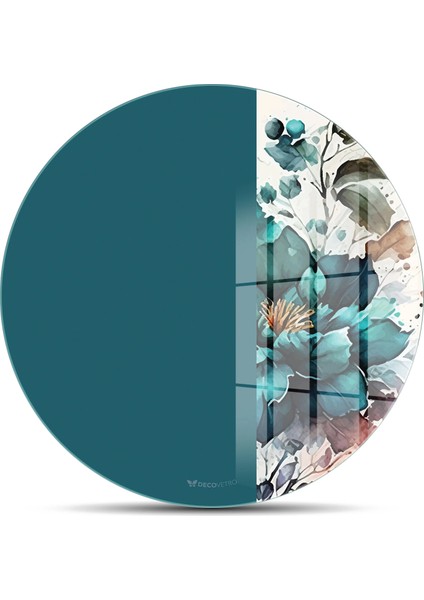 Cam Kesme Tahtası ve Sunumluk Yuvarlak Vintage Green Flower 30X30 cm fiyatları