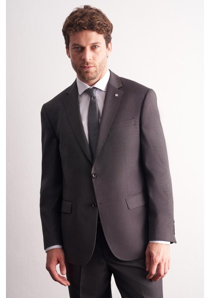 Kahverengi Mono Yaka Kendinden Desenli Esnek Bel 4 Drop Comfort Fit Takım Elbise 1001255169 modelleri