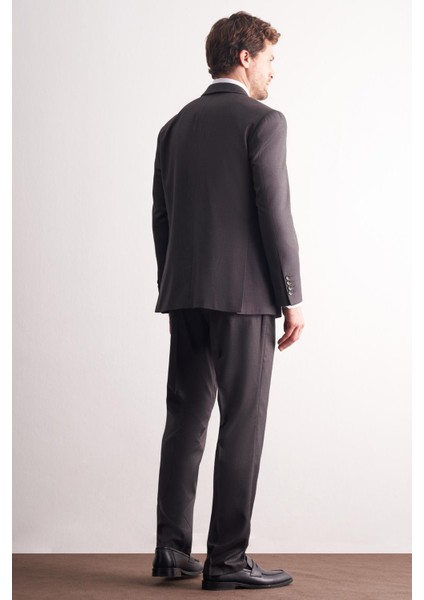 Kahverengi Mono Yaka Kendinden Desenli Esnek Bel 4 Drop Comfort Fit Takım Elbise 1001255169 indirimleri