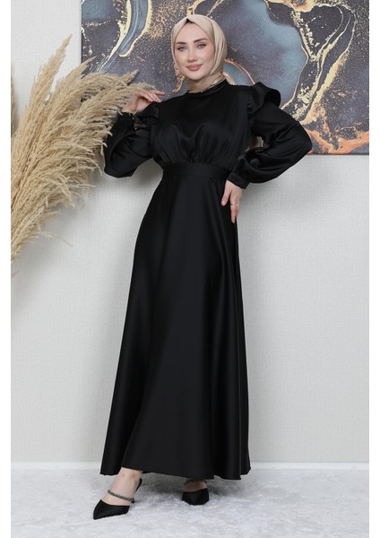 Omuz Detay Elbise Siyah modelleri