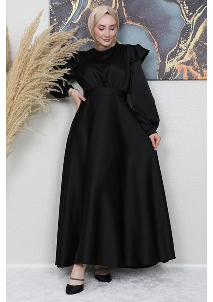 Omuz Detay Elbise Siyah fırsatları