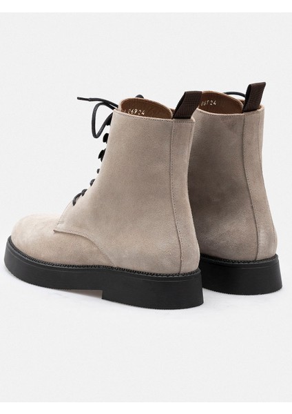 Bej Bağcıklı Hakiki Süet Deri Kadın Bot indirimleri