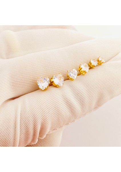 Tektaş Küpe Kalp Model Tektaş Üçlü Set Küpe Kararmaz Çelik fırsatları