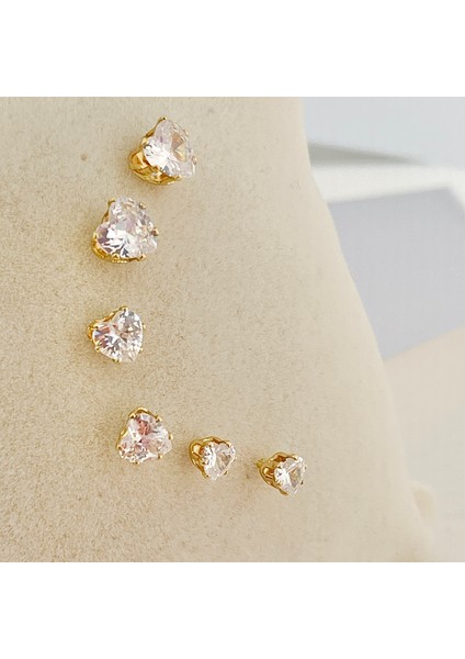 Tektaş Küpe Kalp Model Tektaş Üçlü Set Küpe Kararmaz Çelik indirimleri