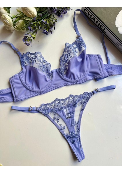 Kadın Lila/mor Dantel Saten Iç Çamaşır Takımı modelleri
