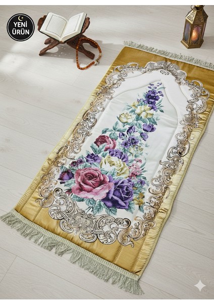 Çantalı Osmanlı Motifli Şık Çeyizlik Hediyelik Lüks Diz Ağrıtmayan Süngerli Yaldızlı Seccade Kaliteli