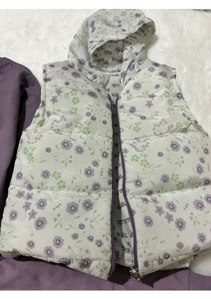 %100 Pamuk Uzun Kollu Sweatshirt+ Lastikli Eşofman Altı+ Kapüşonlu Yelek Kız Bebek Takımı modelleri