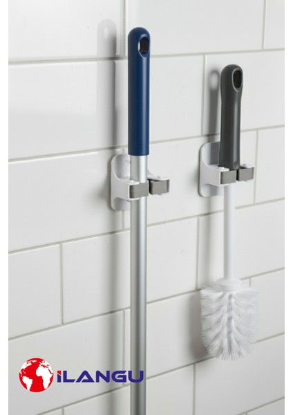 4 Adet Çok Amaçlı Yapışkanlı Paspas, Süpürge, Fırça ve Mob Askısı Sap Tutucu modelleri