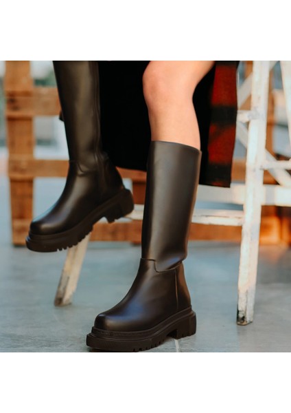 Yzlal Idax Siyah Cilt Topuklu Çizme (Numara: 38) indirimleri