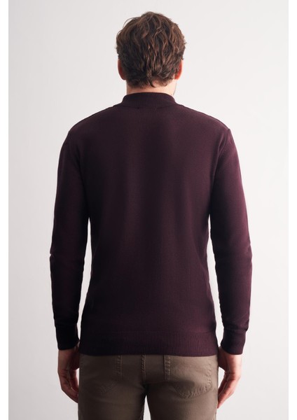 Mürdüm Dik Yaka Uzun Kol Cepsiz Slim Fit Casual Pamuklu Triko Kazak 1012255108 indirimleri