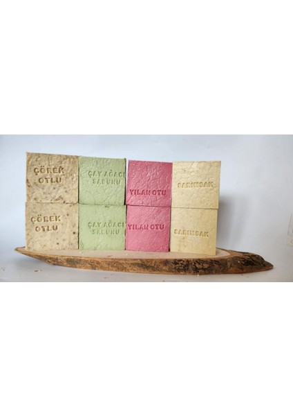 doğal üretim sabunu karışık (çörekotu-çay ağacı-yılan otu-sarımsak) 8'li set