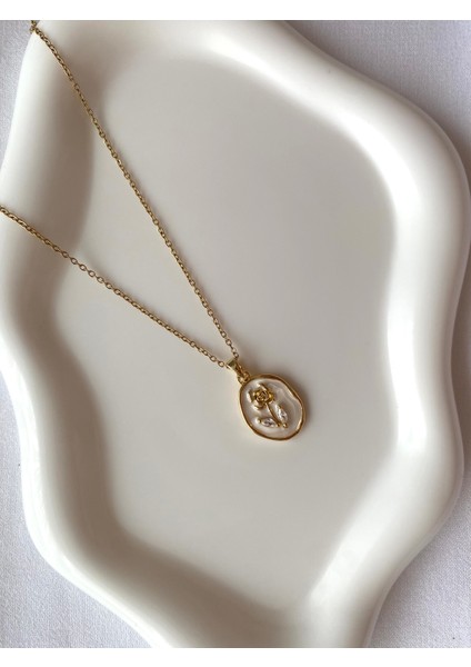 Alpjewel Kabartmalı Sedef Kolye Kararmaz Xupıng