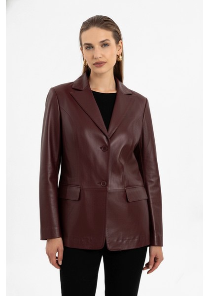 Louisa Bordo Blazer Kadın Hakiki Deri Ceket