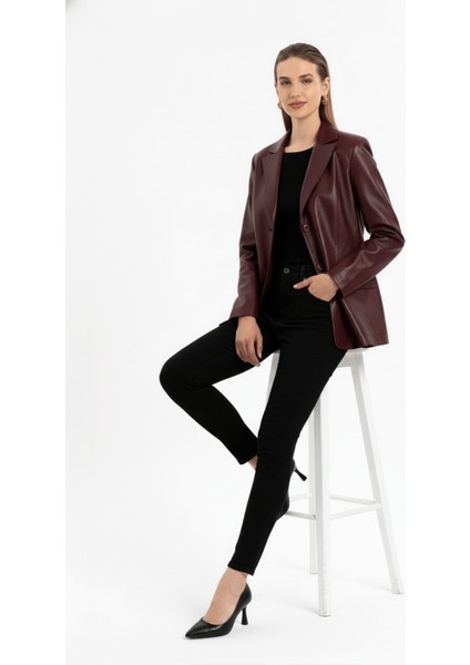 Louisa Bordo Blazer Kadın Hakiki Deri Ceket indirimleri
