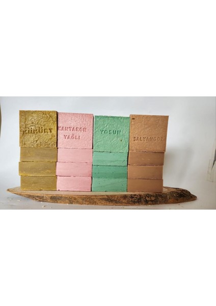 doğal üretim sabunu karışık (kükürt-kantaron-yosun-salyangoz)16'lı set