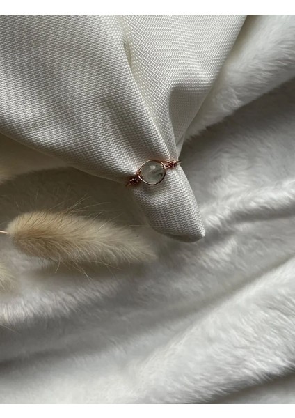 Florit Taşı Ayarlanabilir Bakır Renk Tel Yüzük El Yapımı