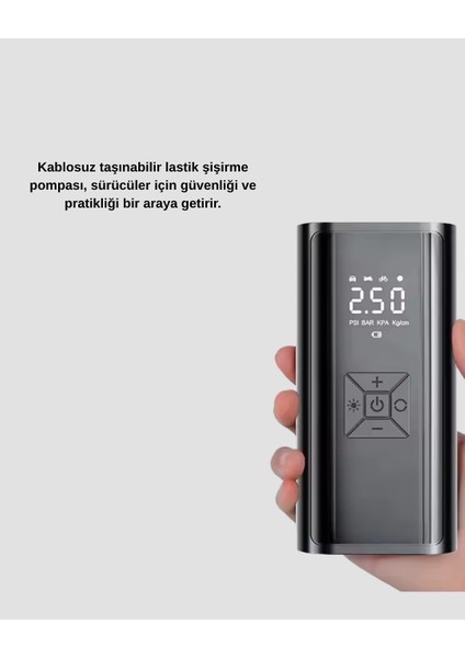 Kablosuz Dijital Lastik Şişirme Pompası LED Işıklı 80W indirimleri