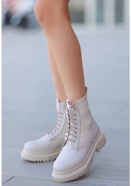 Yzlal Utag Bej Cilt Bağcıklı Bot (Numara: 39)