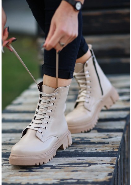 Yzlal Bria Nude Cilt Bağcıklı Bot (Numara: 37)