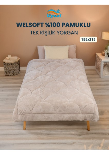 Welsoft Akfil Midye Desen Tek Kişilik Yorgan