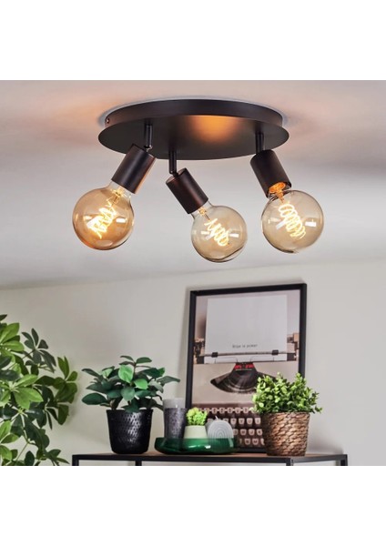 Modern Siyah 3XE27 Mafsallı Hareketli Başlık(Glop Ampul Hariç) Metal Spot Avize