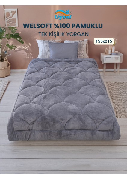 Welsoft Akfil Midye Desen Tek Kişilik Yorgan