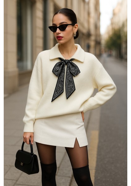 Polo Yaka Fularlı Kazak modelleri