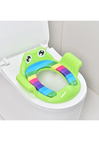 Kurbağa Model Çocuk-Bebek Yanlardan Tutmalı Yumuşak Süngerli Klozet Kapağı Adaptörü Yeşil ( Lisinya )