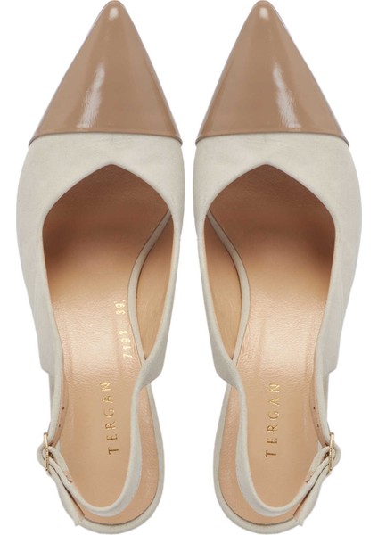 Bej Hakiki Deri Kadın Topuklu Ayakkabı - K24I1AY67489-A0A