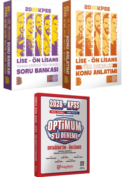 2026 Kpss Lise Ön Lisans Tüm Dersler Konu ve Soru - Optimum 5 Deneme