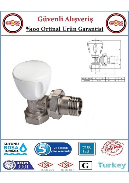 Köşe Radyatör ve Havlupan Vanası - Orjinal Ürün - 5 Yıl Garanti