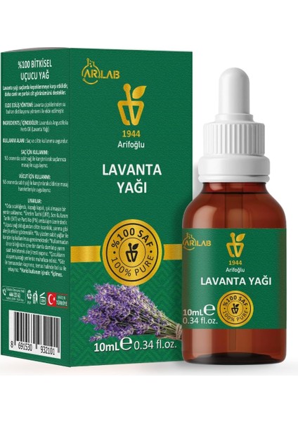 Arifoğlu Lavanta Yağı 10ML%100 Saf Arlab Lavender Oil Pure Lavandula Angustifolia Herb Oil