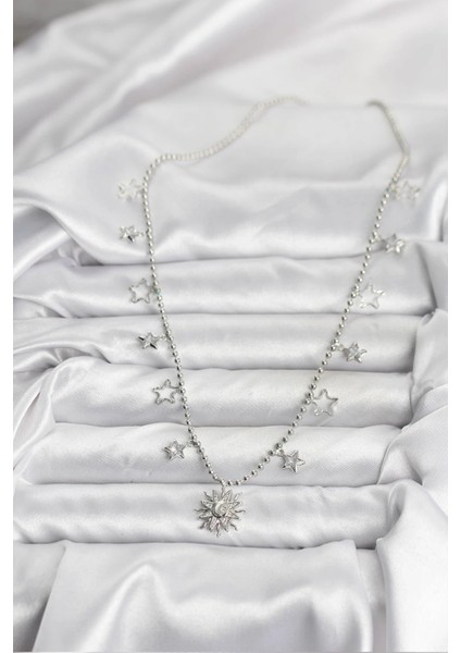 Pirinç Gümüş Renk Güneş Model Kadın Kolye fiyatları