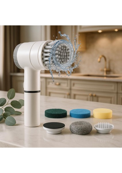 Mio CB160 Yeni Nesil 2000MAH Çok Amaçlı Şarjlı Temizlik Fırçası - Beyaz