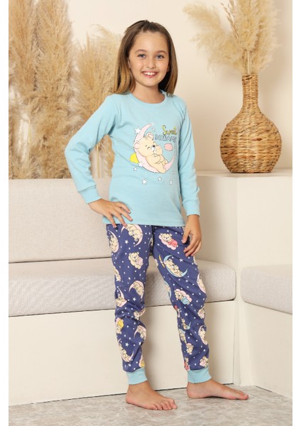 Kız Çocuk %100 Pamuk Interlok Kumaş Pijama Takımı 6-15 Yaş 12421