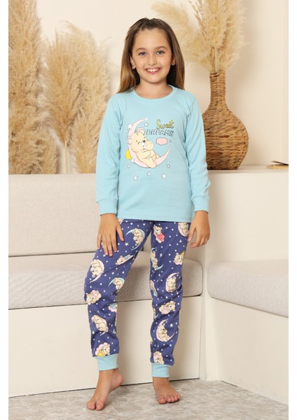 Kız Çocuk %100 Pamuk Interlok Kumaş Pijama Takımı 6-15 Yaş 12421 modelleri